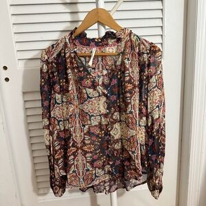 Anthropologie the Estela sheer printed blouse size S